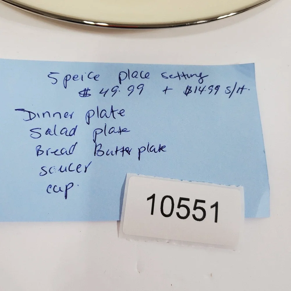 Lenox Springdale Saucer Cup Salad Dinner & Bread Plates 5 Pieces Platinum Trim